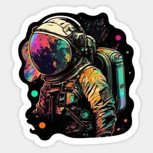 Astronaut in Space Colorful Vibrant Psychedelic Sticker